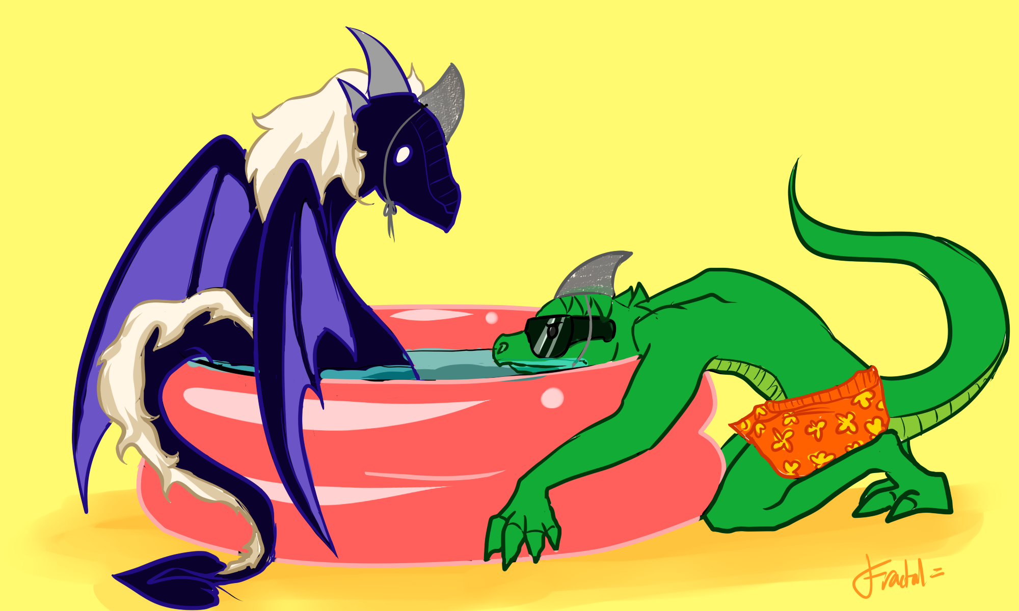 ignacious and jacketlizard pretending to be sharks